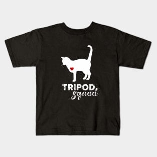 Tripod Squad, Three-Legged Cat, FRONT RIGHT LEG amputee Kids T-Shirt